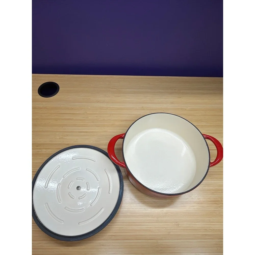 Tramontina 6 Qt Red Enameled Cast Iron Dutch Oven with Lid Used
